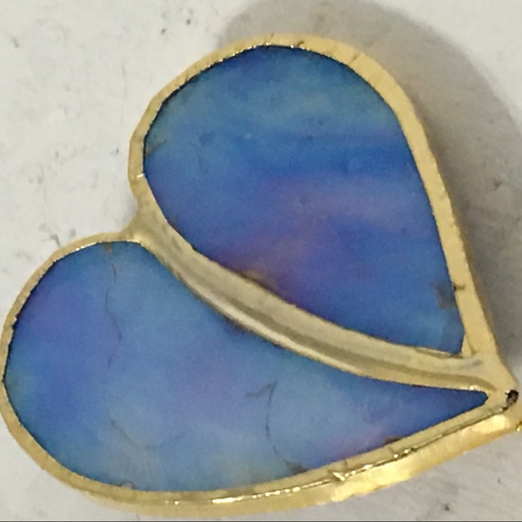 Gold Tone Blue AB Color Heart Brooch/Pin - Picture 3 of 13